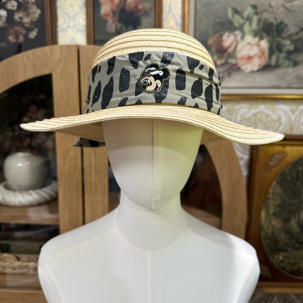 Disney Parks Animal Kingdom Minnie Leopard Beige and Black Sun Hat